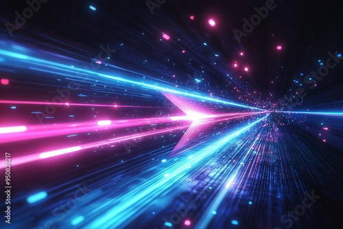 Abstract motion speed glowing effect background created with Generative AI