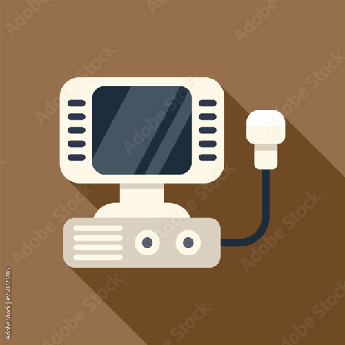 Medical equipment displaying a fetus during an ultrasound examination with a doctor holding the probe