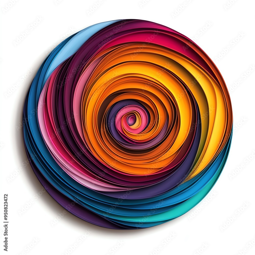 Circular abstract art with a swirl of radiant colors, perfect for contemporary wall decor, isolated on white background Circular abstract art with a swirl of radiant colors, perfect for contemporary wall decor, isolated on white background