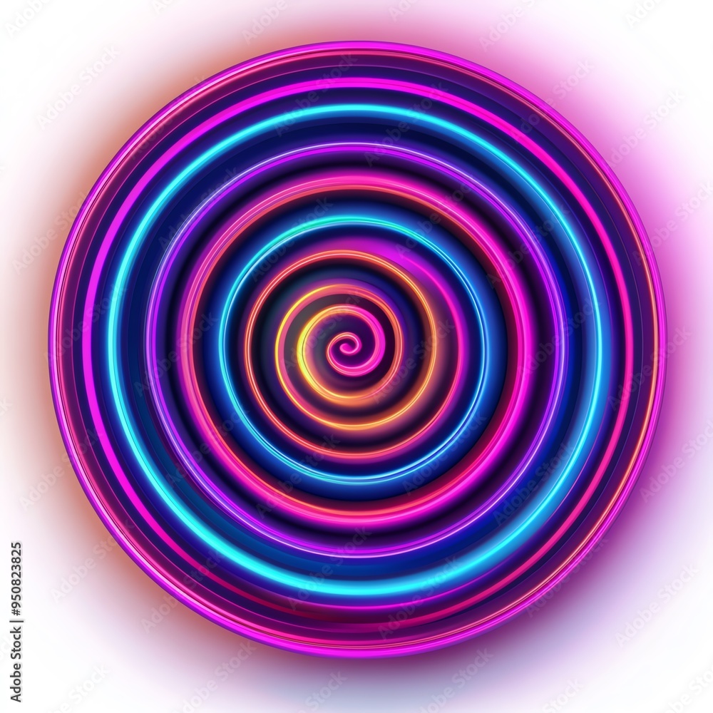 Vibrant circular swirl design, showcasing a blend of neon colors, abstract digital art, isolated on white background Vibrant circular swirl design, showcasing a blend of neon colors, abstract digital art, isolated on white background