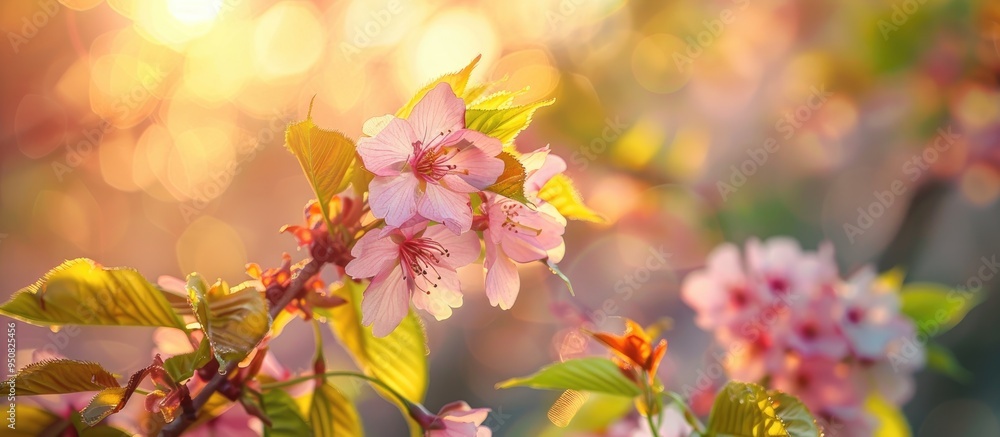 Beautiful Pink Cherry Blossom Sakura Flower Soft Focus Cherry Blossom Or Sakura Flower On Blurry Background Sakura And Green Leaves In The Sun Copy Space Beautiful Pink Cherry Blossom Sakura Flower Soft Focus Cherry Blossom Or Sakura Flower On Blurry Background Sakura And Green Leaves In The Sun Copy Space