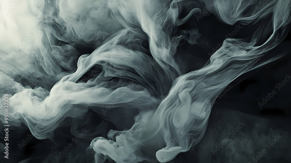 Fototapeta premium Abstract clouds, ethereal forms, monochrome tones background. Ethereal. Illustration