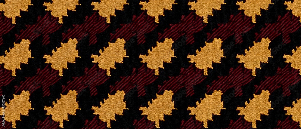 A patterned fabric with a brown and yellow design A patterned fabric with a brown and yellow design