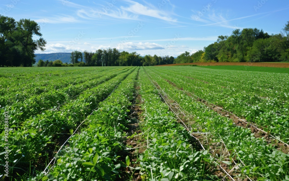 Fields thriving with cover crops like clover and rye grass showcasing their benefits for soil health and erosion prevention Fields thriving with cover crops like clover and rye grass showcasing their benefits for soil health and erosion prevention