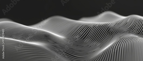 A black and white image of a wave with a lot of lines