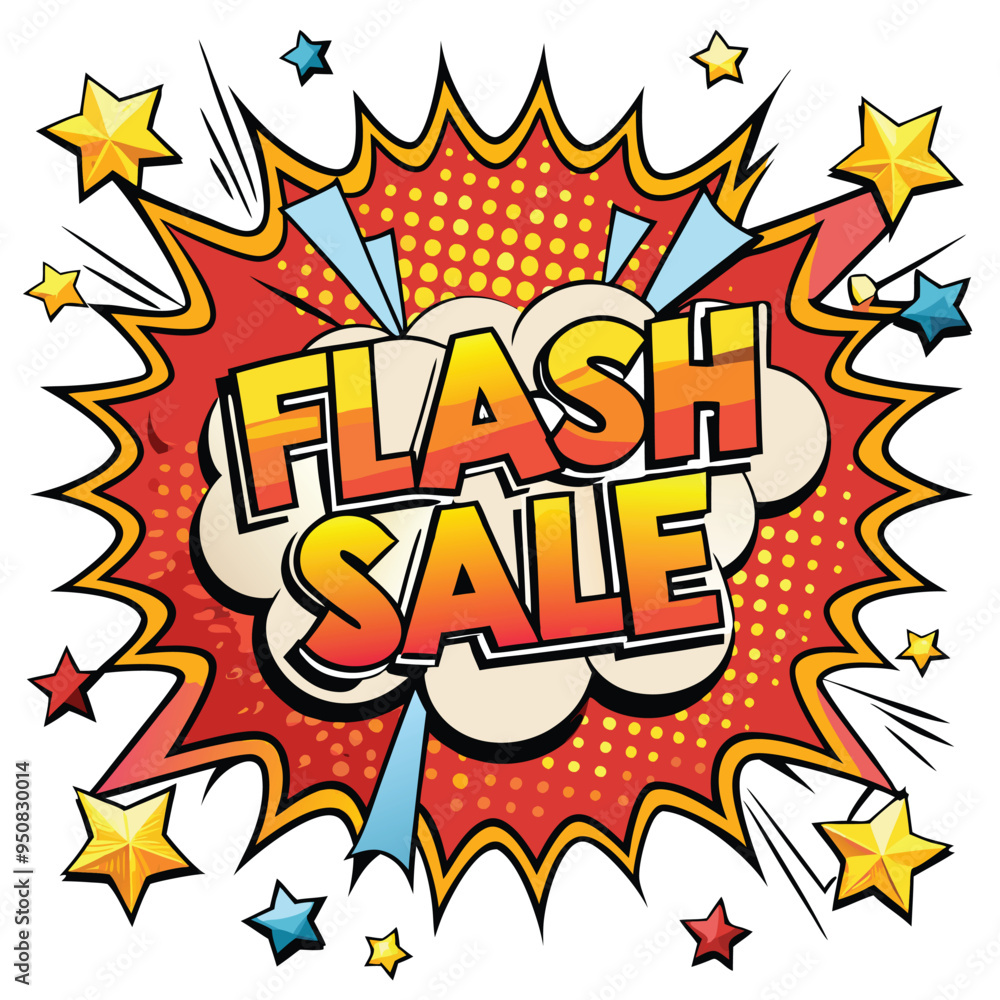 Vector Template with 'Flash Sale!' in Speech Bubbles, Thunder Sign, Bold Colors Vector Template with 'Flash Sale!' in Speech Bubbles, Thunder Sign, Bold Colors