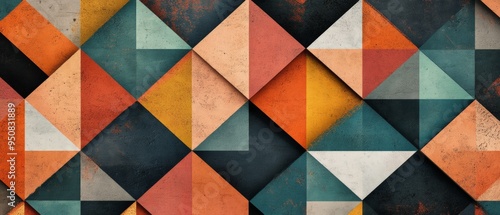 A colorful pattern of squares and triangles