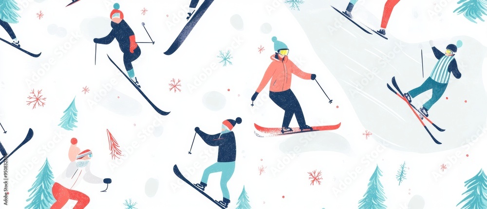 A group of people skiing on a snowy mountain A group of people skiing on a snowy mountain