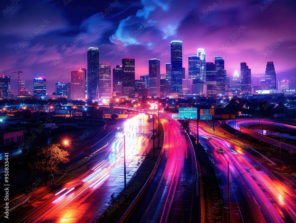 City skyline at night, vibrant and expansive, Urban, Bright colors, Photograph, Urban beauty City skyline at night, vibrant and expansive, Urban, Bright colors, Photograph, Urban beauty