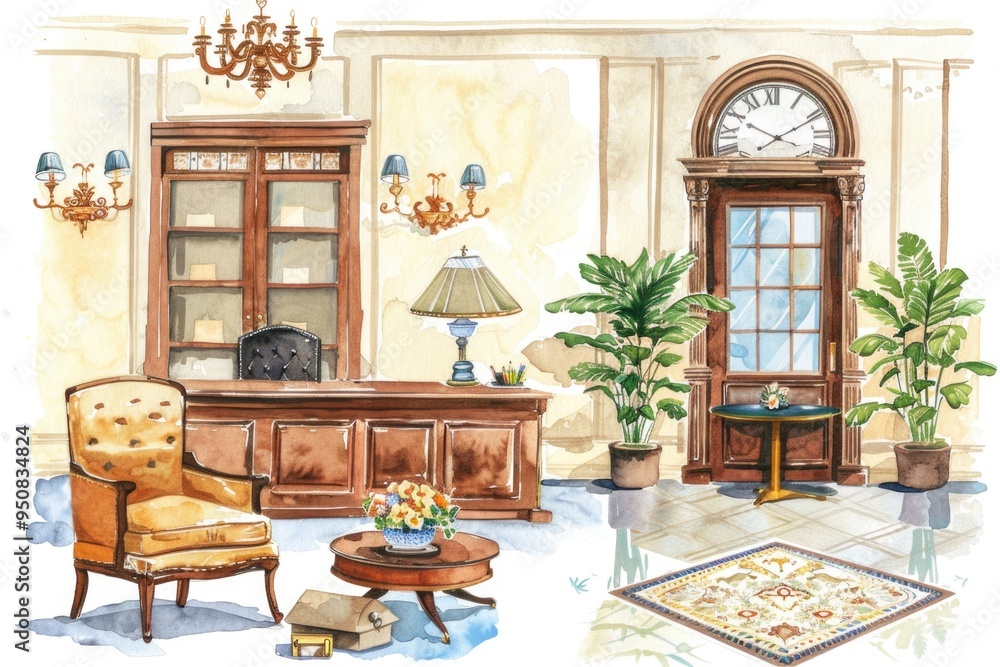 A warm and inviting living room with various pieces of furniture, perfect for home decor or interior design projects A warm and inviting living room with various pieces of furniture, perfect for home decor or interior design projects