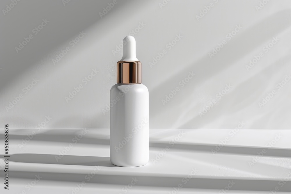 A white bottle with a golden cap sits on a clean white surface A white bottle with a golden cap sits on a clean white surface