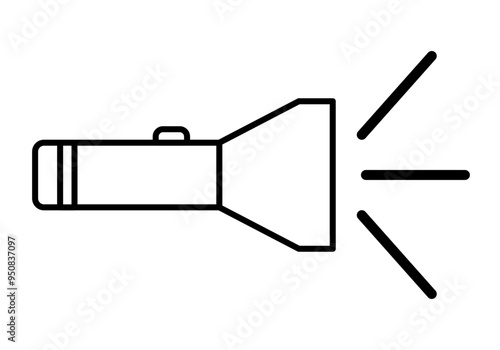 Icono negro de linterna de mano encendida