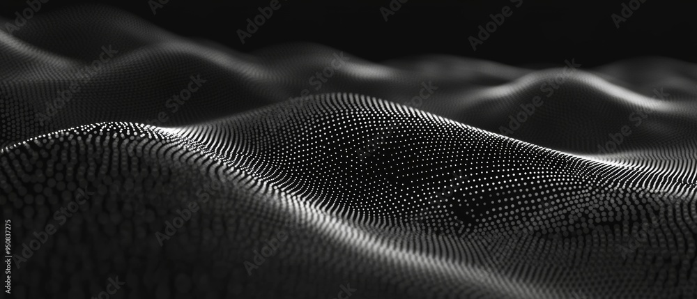 A black and white image of a wave with a lot of dots A black and white image of a wave with a lot of dots