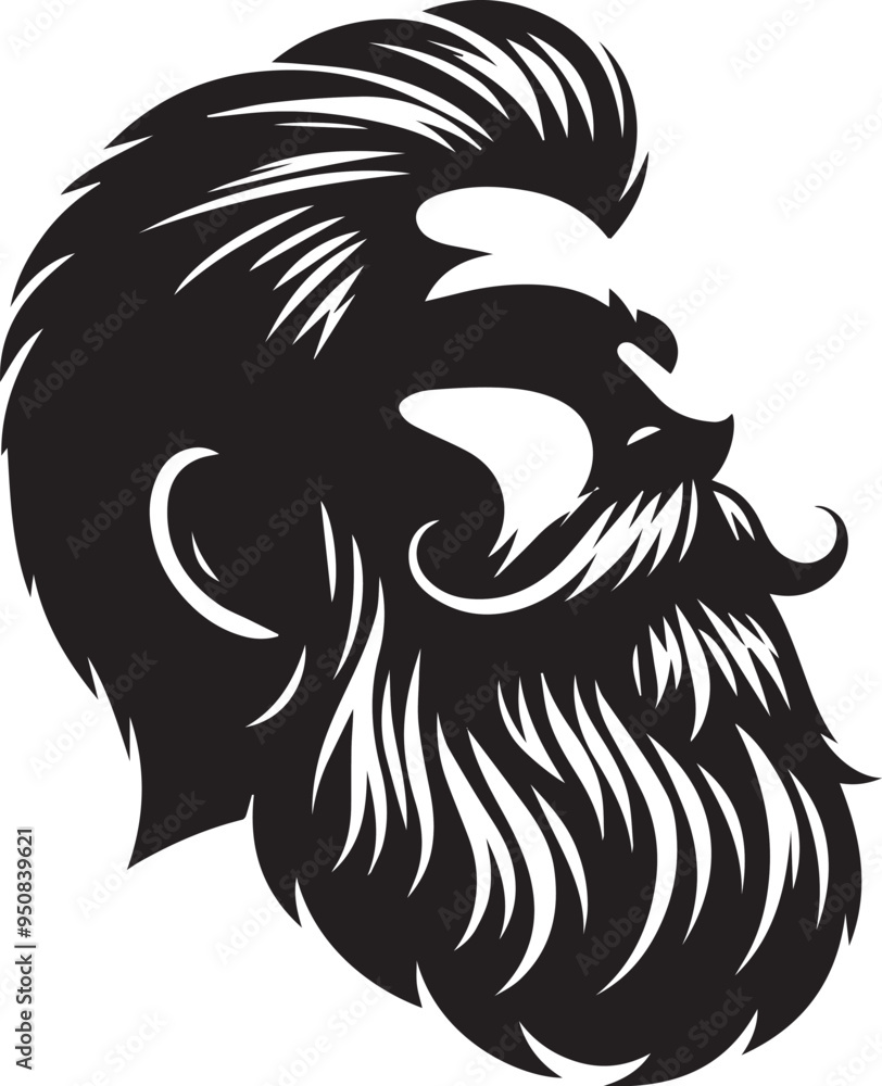 Man bearded face silhouette design Man bearded face silhouette design
