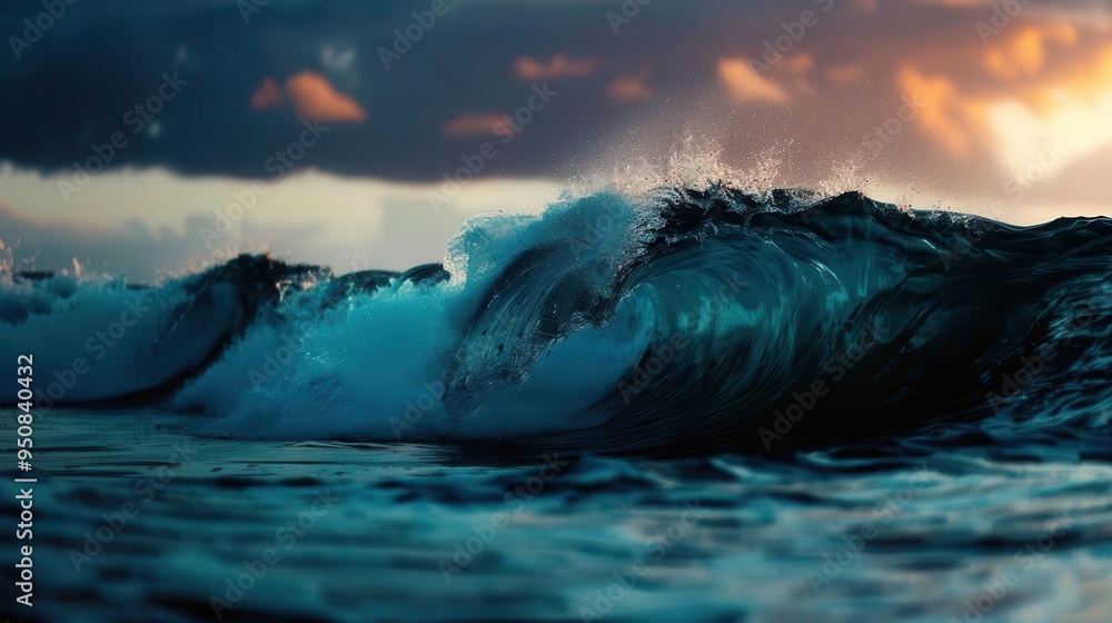 Ocean waves crashing on the shore, powerful and dynamic, Coastal, Cool tones, Photograph, Marine energy Ocean waves crashing on the shore, powerful and dynamic, Coastal, Cool tones, Photograph, Marine energy