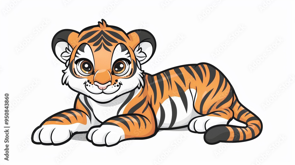 illustration of a cute tiger, on white background illustration of a cute tiger, on white background