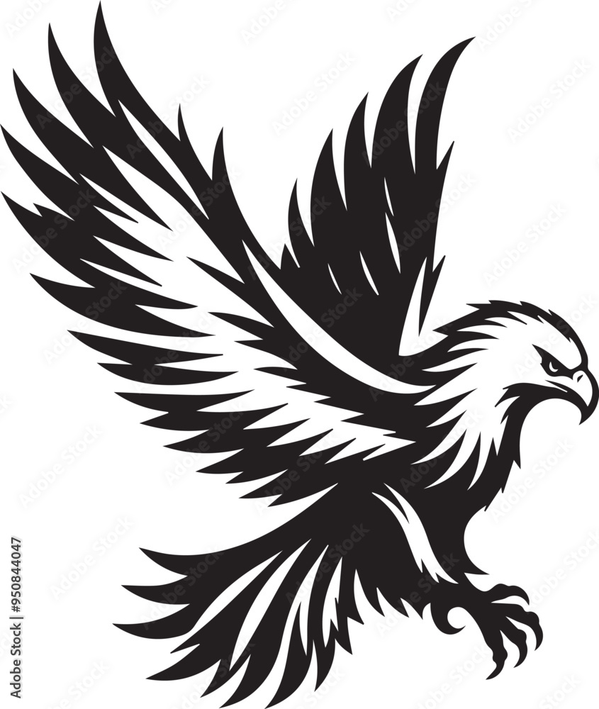 Fototapeta premium A black and white eagle silhouette design