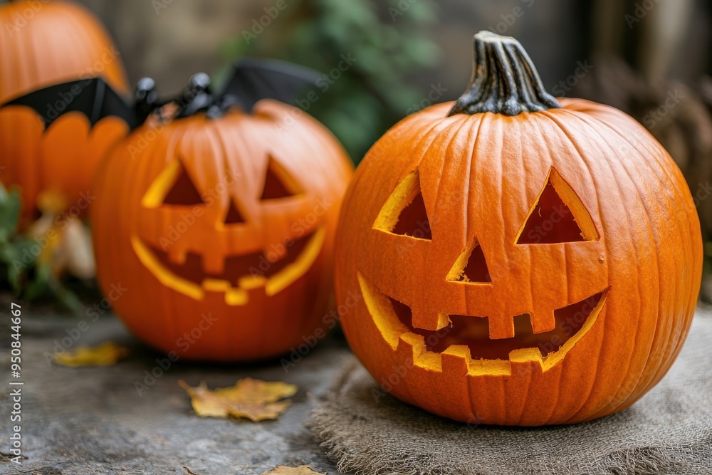 Playful pumpkins and whimsical bats join in a festive Halloween celebration, adorned with vibrant colors and cheerful decorations. Playful pumpkins and whimsical bats join in a festive Halloween celebration, adorned with vibrant colors and cheerful decorations.