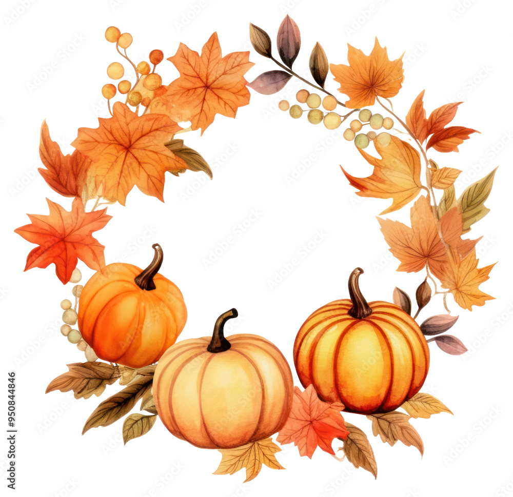PNG Autumn pumpkin wreath illustration PNG Autumn pumpkin wreath illustration
