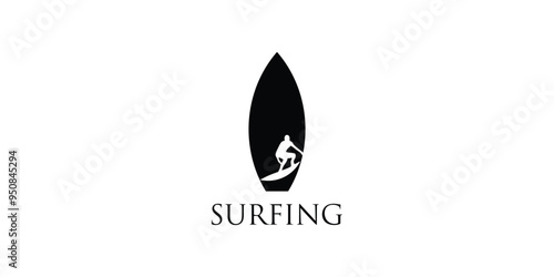 Creative surfing logo design with modern concept premium vector