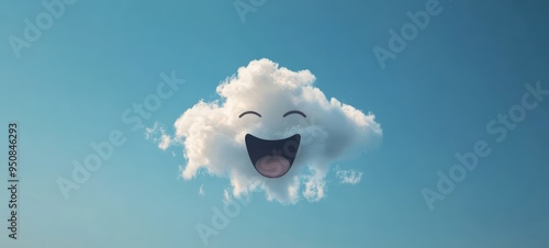 A cloud formation that perfectly captures the shape of a crying-laughing emoji photo