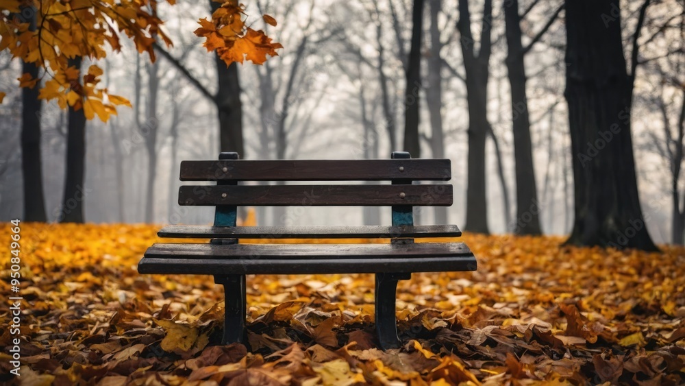 Autumn's Quiet Corner: A Bench Amidst the Golden Leaves Autumn's Quiet Corner: A Bench Amidst the Golden Leaves