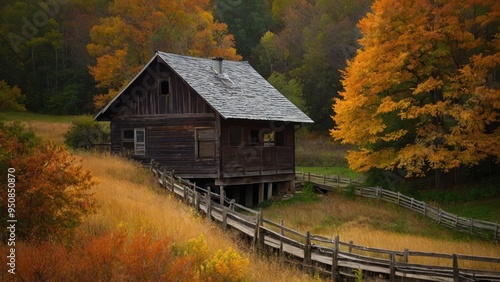 Autumn Serenity: A Timeless Rural Retreat Amidst Golden Leaves