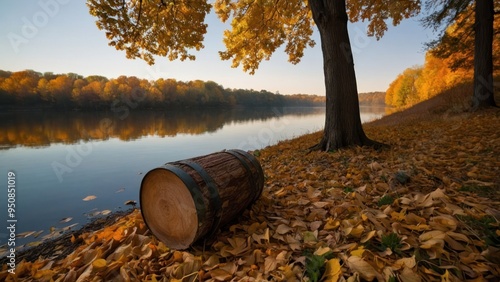 Autumn Serenity by the Riverside: A Palette of Dawn's First Light