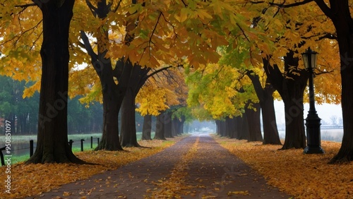 Misty Autumn Serenade: A Stroll Through Nature's Vibrant Palette
