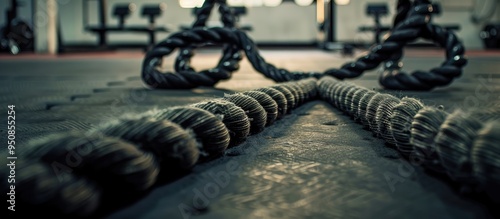 Black Ropes On The Floor In The Gym photo