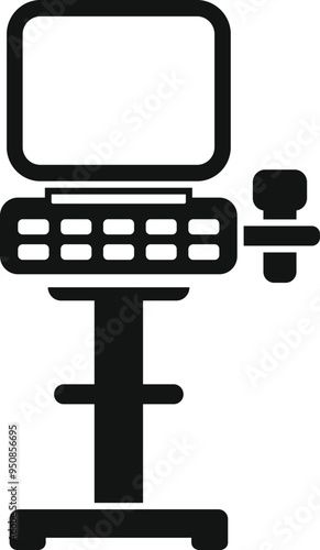 Simple icon representing a medical ultrasound machine, symbolizing healthcare technology and diagnostic procedures