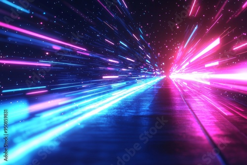 Abstract motion speed glowing effect background created with Generative AI