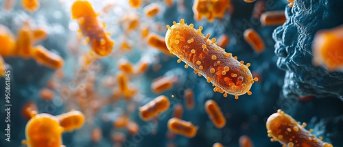 An abstract image of a digital model showing the complex process of a drug targeting a pathogen, with a focus on the antibiotic s role in curing bacterial infections