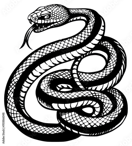 PNG Intricate black and white snake photo