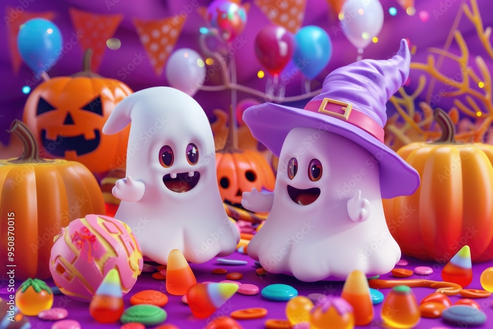 A pair of ghostly figurines sit atop a table, conveying a sense of eeriness and mystery A pair of ghostly figurines sit atop a table, conveying a sense of eeriness and mystery