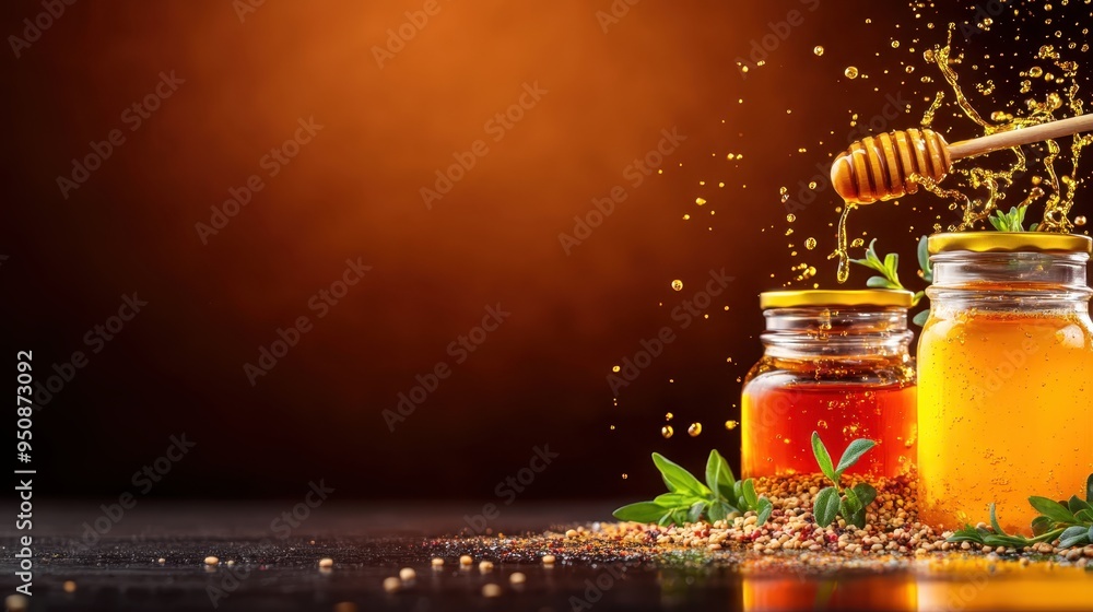 Culinary Chaos - Sauce Jars with Swirling Ingredients and Dynamic Splashes, Copy Space Available for Text Culinary Chaos - Sauce Jars with Swirling Ingredients and Dynamic Splashes, Copy Space Available for Text