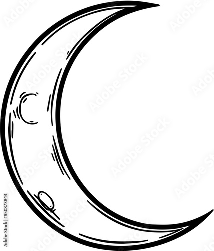흰색 배경에 검정색 초승달 모양이 있는 단순한 아이콘