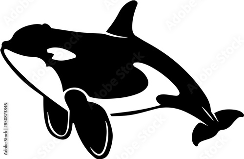 흰색 배경에 검정색 고래 이미지가 있는 벡터 일러스트
