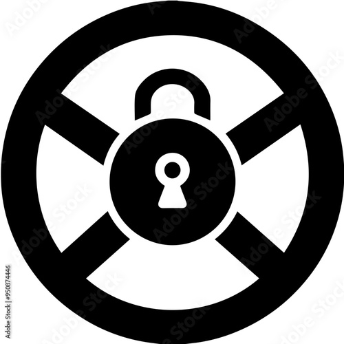 잠금 아이콘, 보호와 보안, 락 심볼, 흑백 일러스트