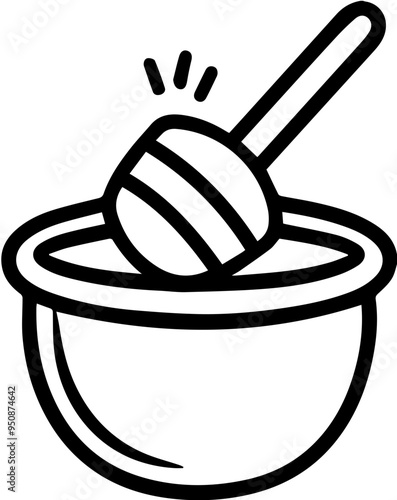 꿀과 벌집 막대를 나타내는 단순화된 흑백 아이콘