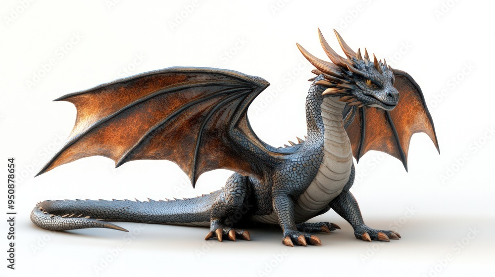 A 3D rendered image of a black and gold dragon with its wings spread. A 3D rendered image of a black and gold dragon with its wings spread.