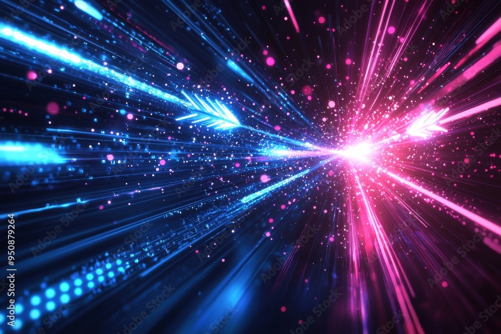 Naklejka premium Abstract motion speed glowing effect background created with Generative AI