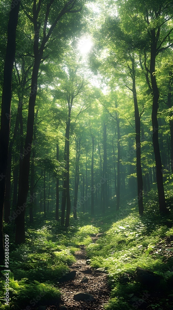 A winding path through a dense forest, bathed in the warm glow of morning sunlight filtering through the leaves. A winding path through a dense forest, bathed in the warm glow of morning sunlight filtering through the leaves.