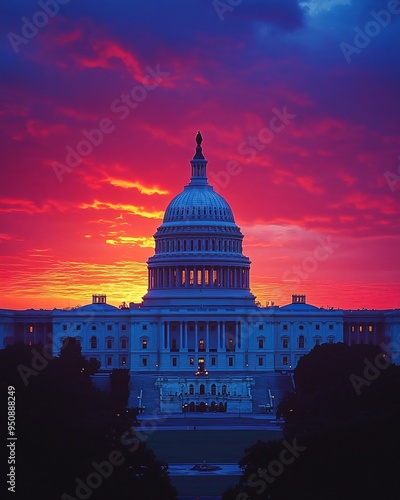 USA Capitol building at sunset