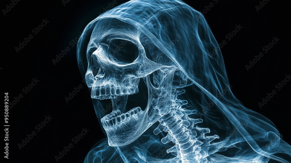 Ethereal X-ray of a Skull Shrouded in Darkness Ethereal X-ray of a Skull Shrouded in Darkness
