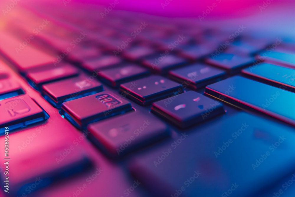 A extreme close-up of an Keyboard against a stunning gradient background A extreme close-up of an Keyboard against a stunning gradient background