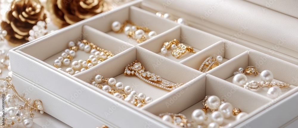 Elegant Jewelry Box with Sparkling Treasures Elegant Jewelry Box with Sparkling Treasures