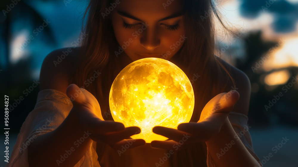 Naklejka premium The mystical light of the moon enhances the sense of culture, creation, and connection to ancient traditions