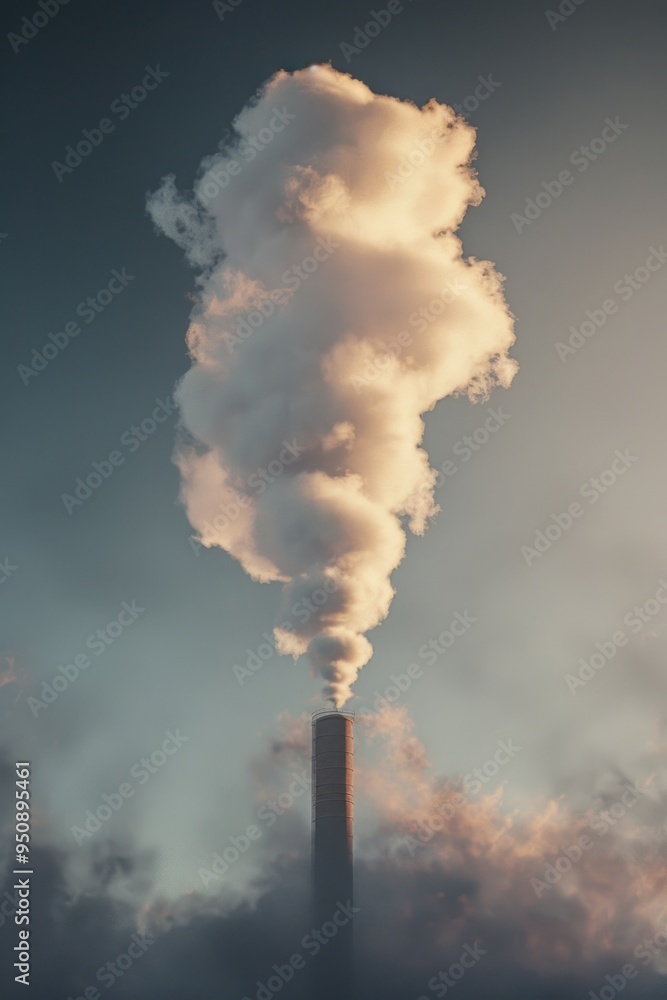 A smokestack emitting pollutants into a cloudy sky A smokestack emitting pollutants into a cloudy sky