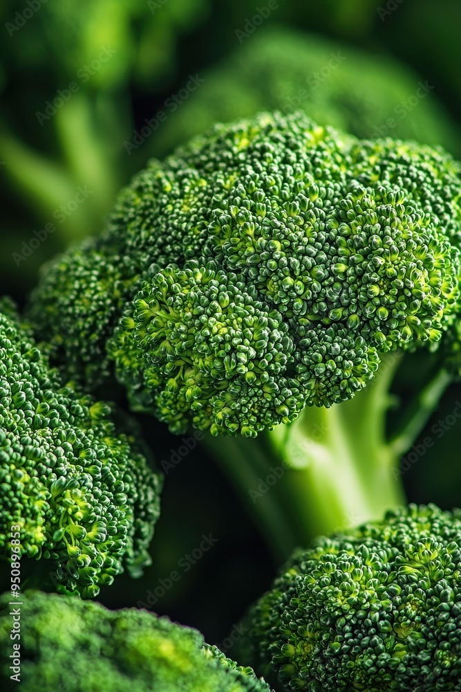 Vibrant and Nutritious Broccoli Florets in Close-up Vibrant and Nutritious Broccoli Florets in Close-up